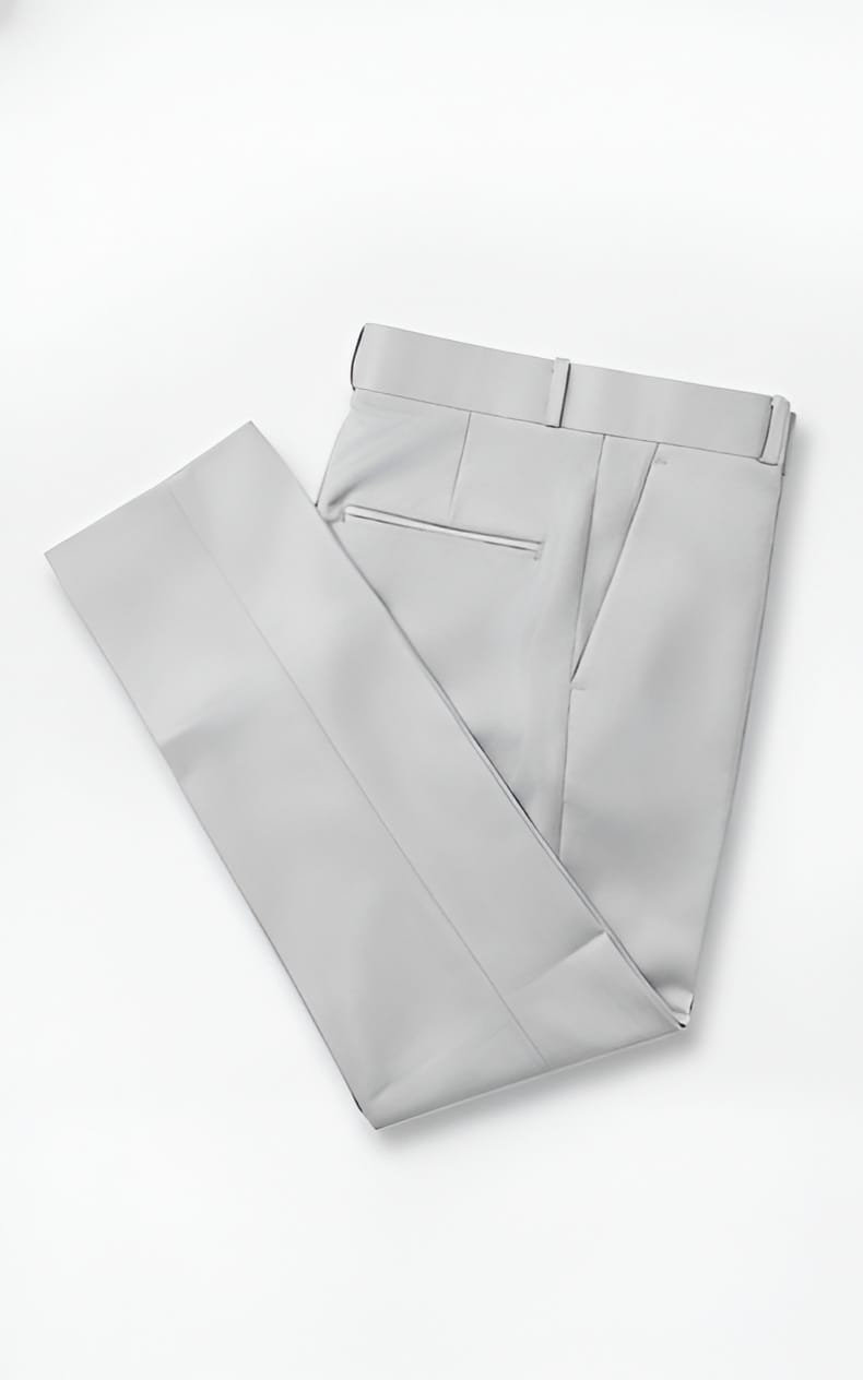 Men’s Light Grey Lycra Cotton Formal Trousers | Slim Fit Stretch Pants